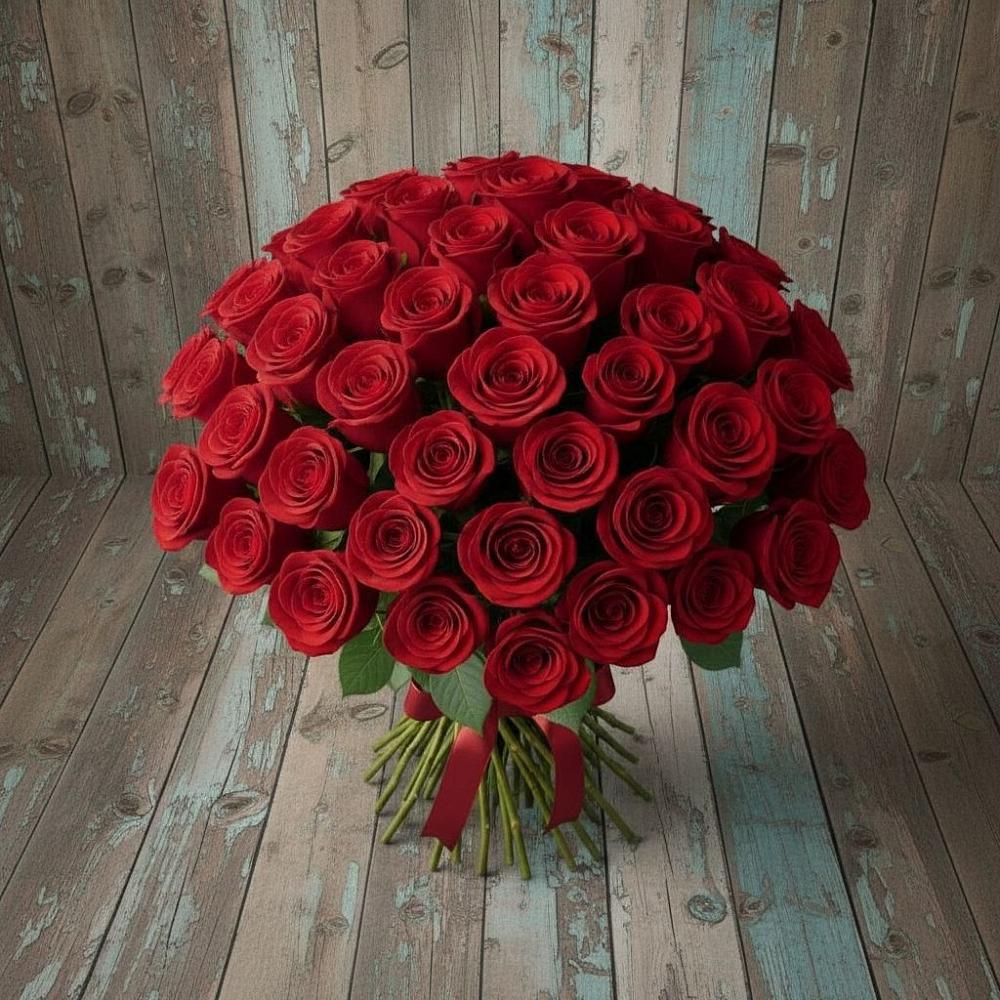 Букет 55 Красных роз Фридом в Югорёнке