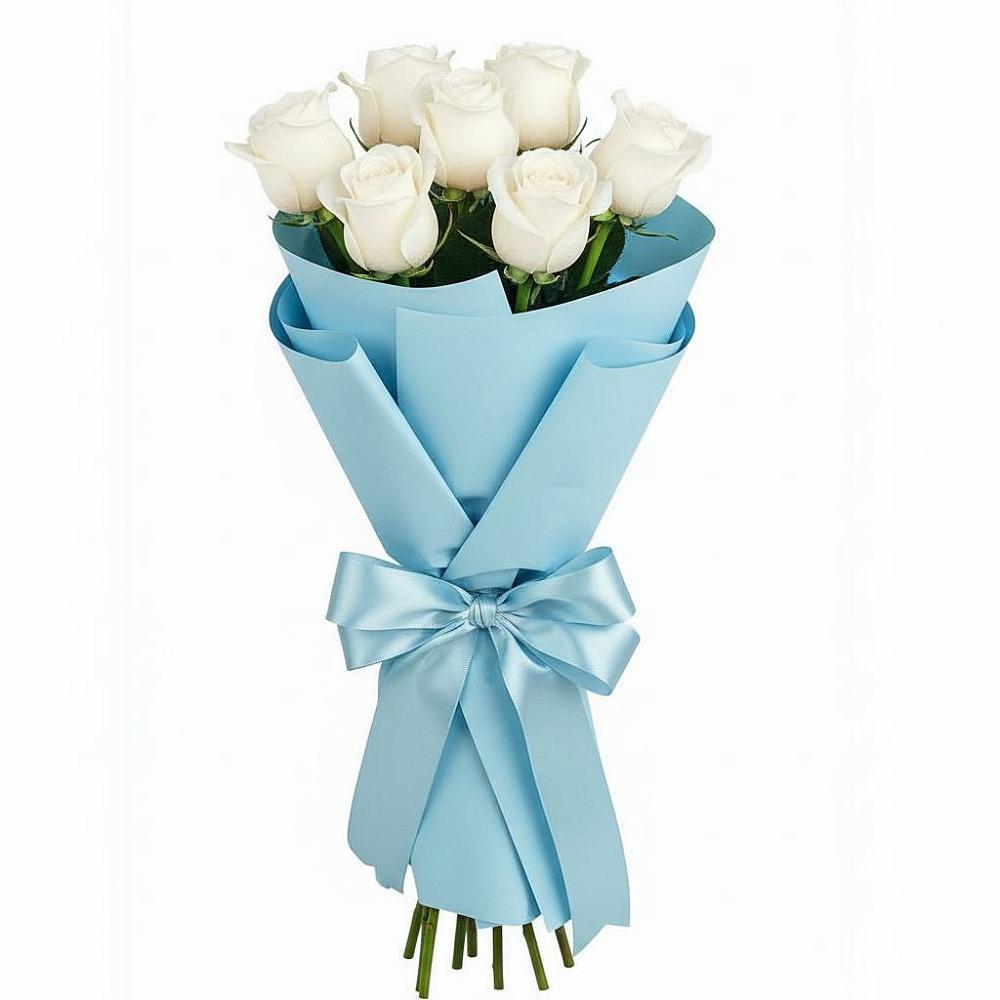 Букет 7 белых роз Проуд в Югорёнке