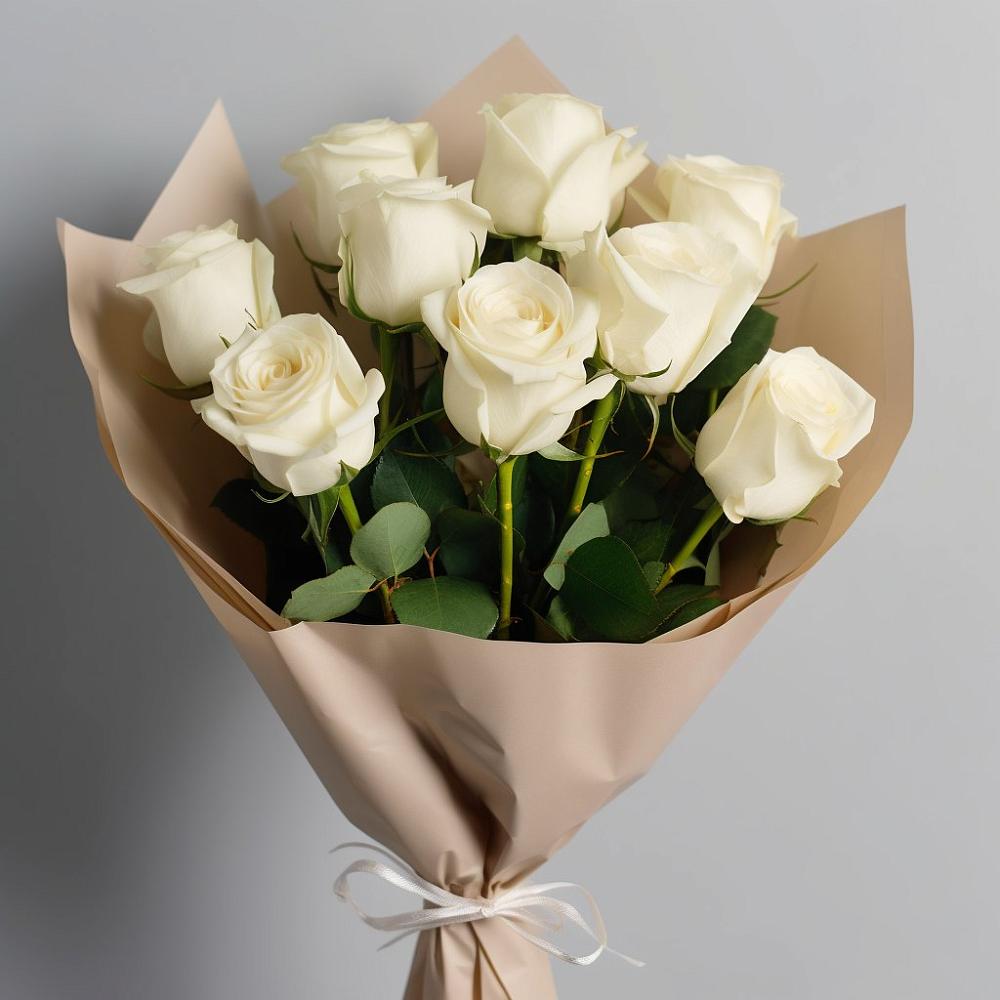 Букет 9 Белых роз Эдлесс Лав в Югорёнке