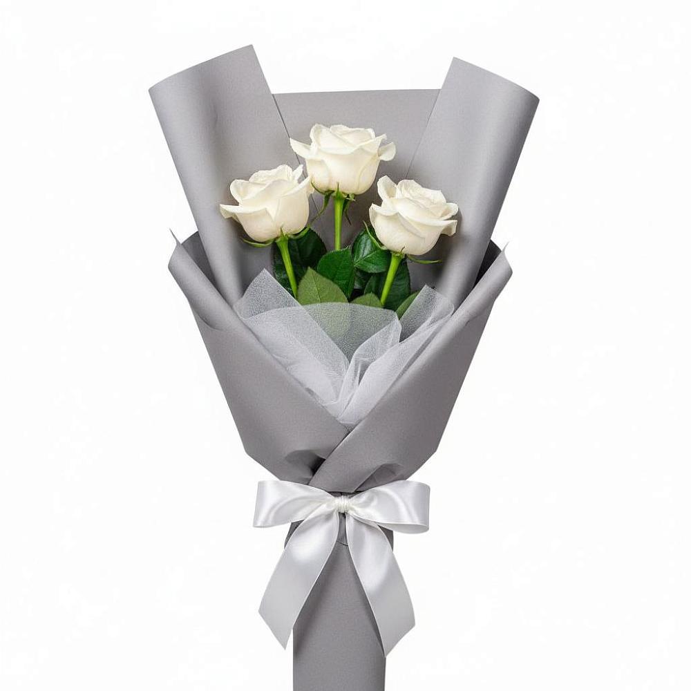 Букет 3 белые розы в Югорёнке