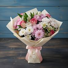 Букет цветов из:  Хризантемы, Альстромерии и Розы в Югорёнке