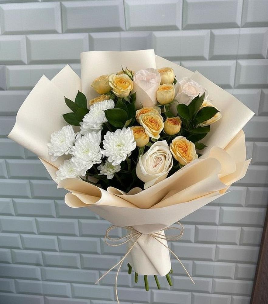 Букет цветов из: Розы и Хризантемы в Югорёнке