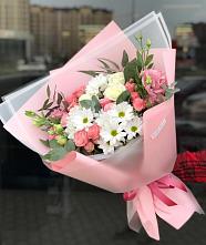 Букет цветов из:  Розы, Лизиантусы и Хризантемы в Югорёнке