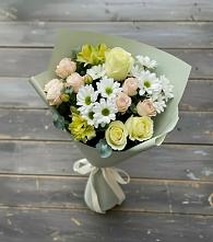 Букет цветов из:  Альстромерии, Розы и Хризантемы в Югорёнке